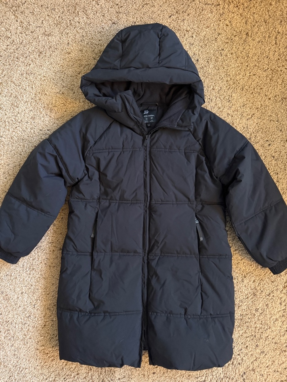 all in motion Kids Black Hooded Long Puffer Coat